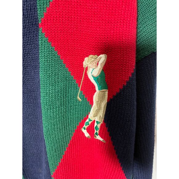 Vintage 90s Cotton Traders Golf Crewneck Sweater Mens Large Multi Argyle - Picture 3 of 6